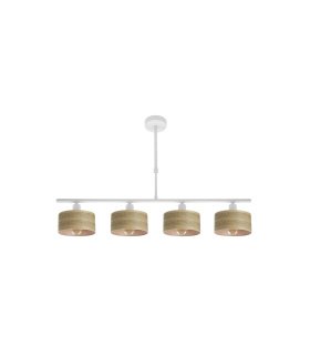 Lámpara de Techo 4 Luces E14 Blanco y Madera Clara 76 cm Gilda
