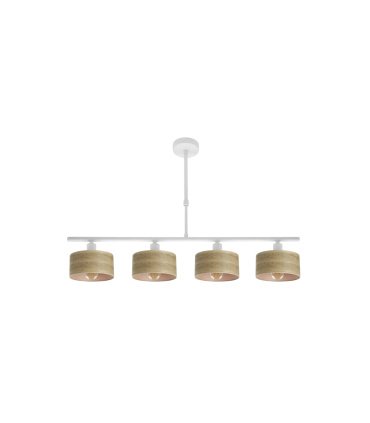 Lámpara de Techo 4 Luces E14 Blanco y Madera Clara 76 cm Gilda