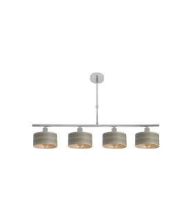 Lámpara de Techo 4 Luces E14 Cromo y Madera Gris 76 cm Gilda