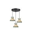 Plafón Colgante 3 Luces E27 Beige y Verde Altura Regulable Constantinopla