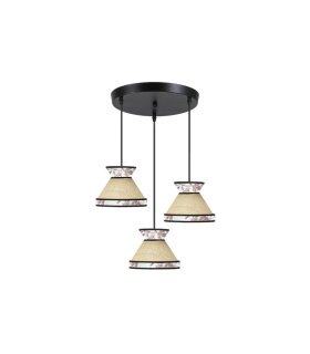 Plafón Colgante 3 Luces E27 Beige y Rojo Altura Regulable Constantinopla