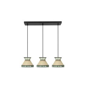 Regleta Colgante 3 Luces E27 Beige y Verde 68 cm Constantinopla