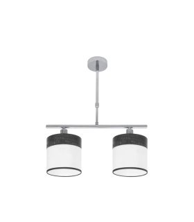 Lámpara de Techo 2 Luces E14 Cromo y Blanco-Madera Negra 43 cm Cloe