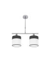 Lámpara de Techo 2 Luces E14 Cromo y Blanco-Madera Negra 43 cm Cloe