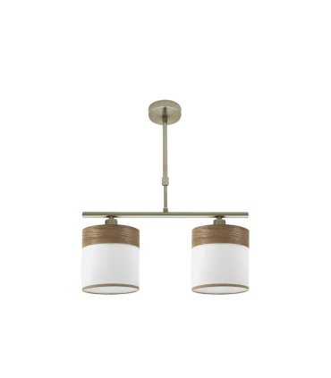 Lámpara de Techo 2 Luces E14 Cuero y Blanco-Madera Oscura 43 cm Cloe