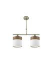 Lámpara de Techo 2 Luces E14 Cuero y Blanco-Madera Oscura 43 cm Cloe