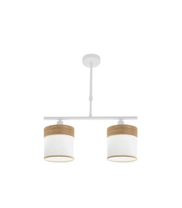 Lámpara de Techo 2 Luces E14 Blanco y Madera Clara 43 cm Cloe
