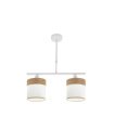 Lámpara de Techo 2 Luces E14 Blanco y Madera Clara 43 cm Cloe