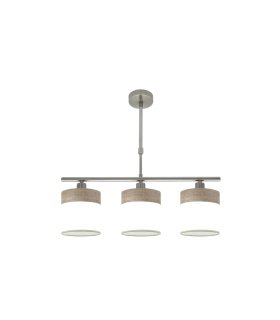 Lámpara de Techo 3 Luces E14 Níquel y Madera Gris 55 cm Cloe