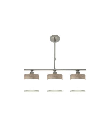 Lámpara de Techo 3 Luces E14 Níquel y Madera Gris 55 cm Cloe
