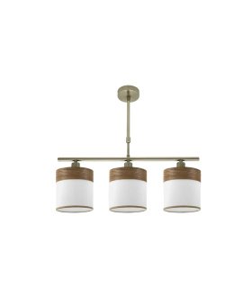 Lámpara de Techo 3 Luces E14 Cuero y Madera Oscura 55 cm Cloe