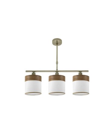 Lámpara de Techo 3 Luces E14 Cuero y Madera Oscura 55 cm Cloe