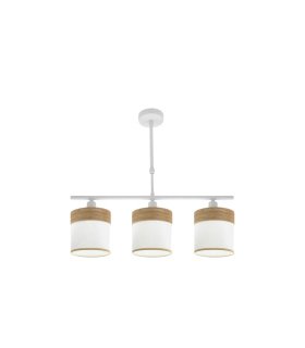 Lámpara de Techo 3 Luces E14 Blanco y Madera Clara 55 cm Cloe