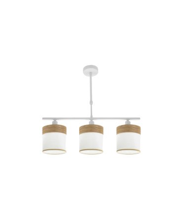 Lámpara de Techo 3 Luces E14 Blanco y Madera Clara 55 cm Cloe