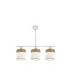 Lámpara de Techo 3 Luces E14 Blanco y Madera Clara 55 cm Cloe