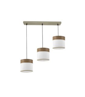 Regleta de Techo 3 Luces E27 Cuero y Madera Oscura 60 cm Cloe