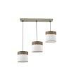 Regleta de Techo 3 Luces E27 Cuero y Madera Oscura 60 cm Cloe