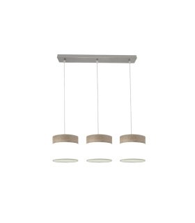 Regleta de Techo 3 Luces E27 Níquel y Madera Gris 60 cm Cloe