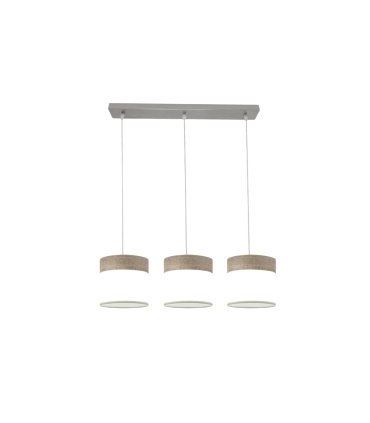 Regleta de Techo 3 Luces E27 Níquel y Madera Gris 60 cm Cloe
