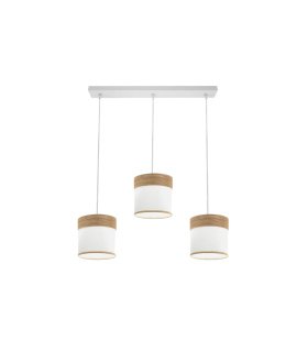 Regleta de Techo 3 Luces E27 Blanco y Madera Clara 60 cm Cloe