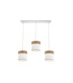 Regleta de Techo 3 Luces E27 Blanco y Madera Clara 60 cm Cloe