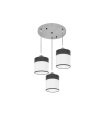 Plafón de Techo 3 Luces E27 Cromo y Madera Negra 42 cm Cloe