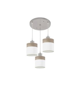 Plafón de Techo 3 Luces E27 Níquel y Madera Gris 42 cm Cloe