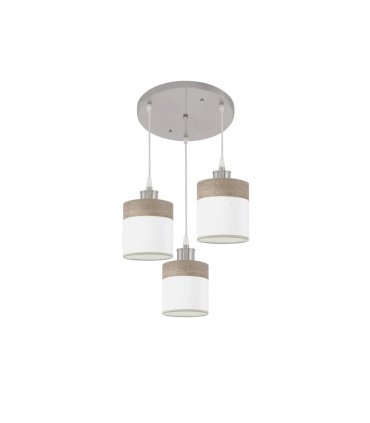 Plafón de Techo 3 Luces E27 Níquel y Madera Gris 42 cm Cloe
