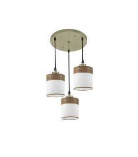 Plafón de Techo 3 Luces E27 Cuero y Madera Oscura 42 cm Cloe
