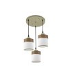 Plafón de Techo 3 Luces E27 Cuero y Madera Oscura 42 cm Cloe