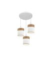 Plafón de Techo 3 Luces E27 Blanco y Madera Clara 42 cm Cloe