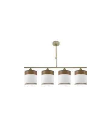Lámpara de Techo 4 Luces E14 Cuero y Madera Oscura 75 cm Cloe