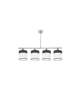 Lámpara de Techo 4 Luces E14 Cromo y Madera Negra 75 cm Cloe