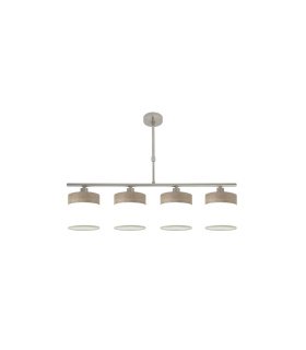 Lámpara de Techo 4 Luces E14 Níquel y Madera Gris 75 cm Cloe