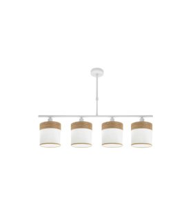Lámpara de Techo 4 Luces E14 Blanco y Madera Clara 75 cm Cloe