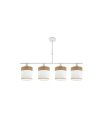 Lámpara de Techo 4 Luces E14 Blanco y Madera Clara 75 cm Cloe
