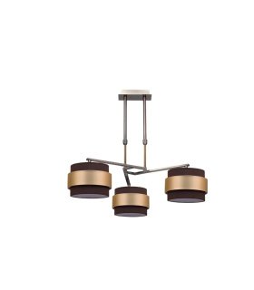 Lámpara de Techo 3 Luces E14 Cuero y Marrón Oro 55 cm Bremen