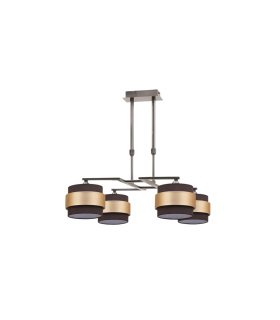 Lámpara de Techo 4 Luces E14 Cuero y Marrón Oro 60 cm Bremen