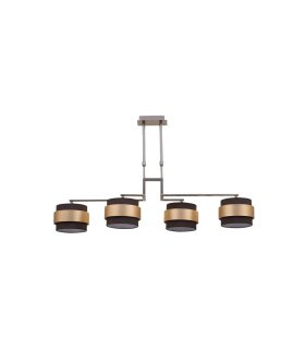 Lámpara de Techo 4 Luces E14 Cuero y Marrón Oro Lineal 92 cm Bremen