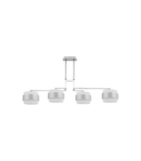 Lámpara de Techo 4 Luces E14 Cromo y Blanco Plata en forma de L 94 cm Bremen