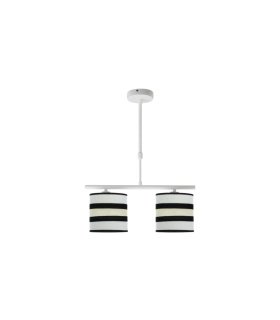 Lámpara de Techo 2 Luces E14 Blanca con Pantallas Blanco Beige Karla