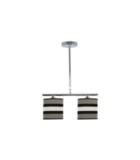 Lámpara de Techo 2 Luces E14 Cromo con Pantallas Topo Beige Karla