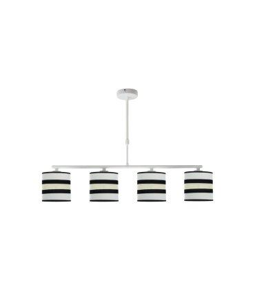 Lámpara de Techo 4 Luces E14 Blanca con Pantallas Blanco y Beige 75 cm Karla