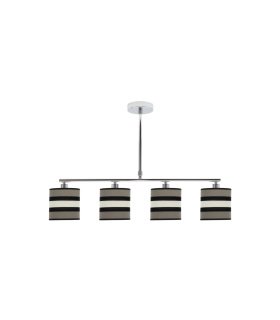 Lámpara de Techo 4 Luces E14 Cromo con Pantallas Topo y Beige 75 cm Karla