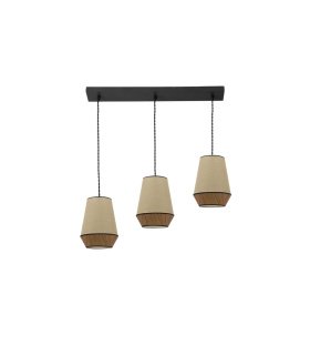 Regleta Colgante 3 Luces E27 Saco y Marrón 66 cm Campana