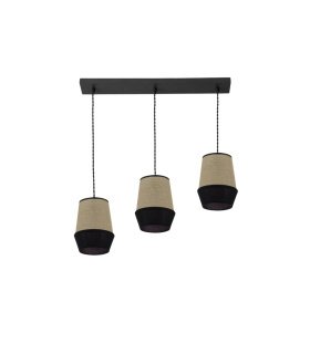 Regleta Colgante 3 Luces E27 Saco y Negro 66 cm Campana