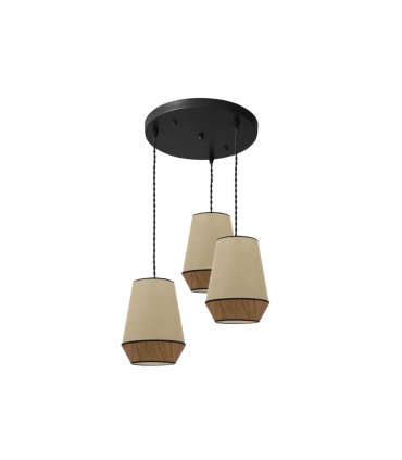 Plafón Colgante 3 Luces E27 Saco y Marrón 36 cm Campana