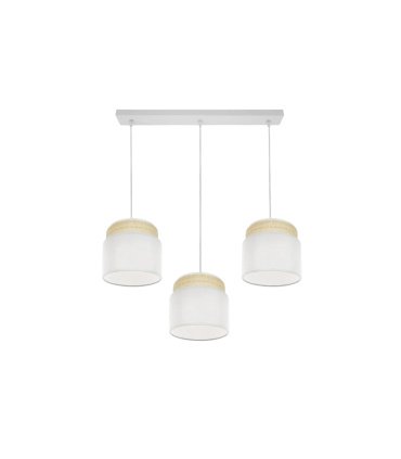 Regleta Colgante 3 Luces E27 Natural y Blanco 68 cm Kandy