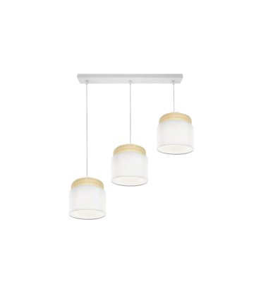 Regleta Colgante 3 Luces E27 Natural y Blanco 68 cm Kandy