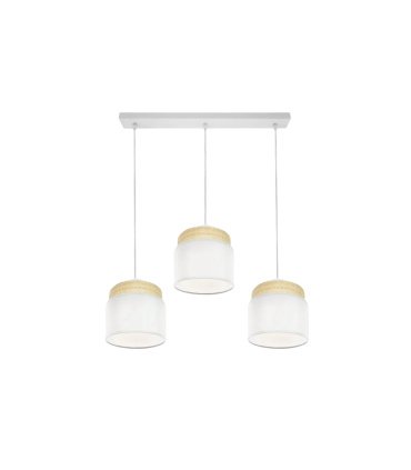 Regleta Colgante 3 Luces E27 Natural y Blanco 68 cm Kandy